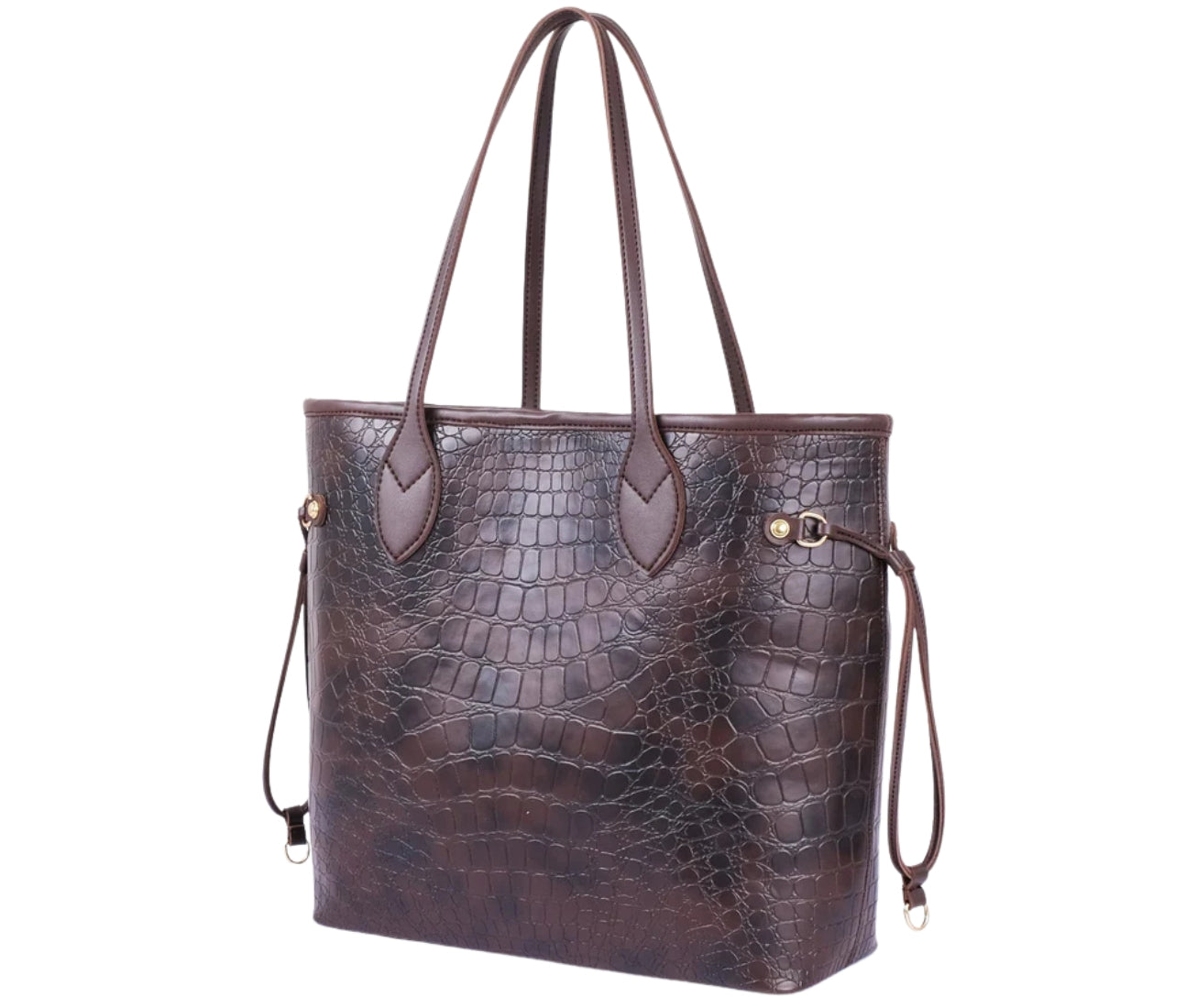 Baghaust dark brown crocodile neverfull two piece set