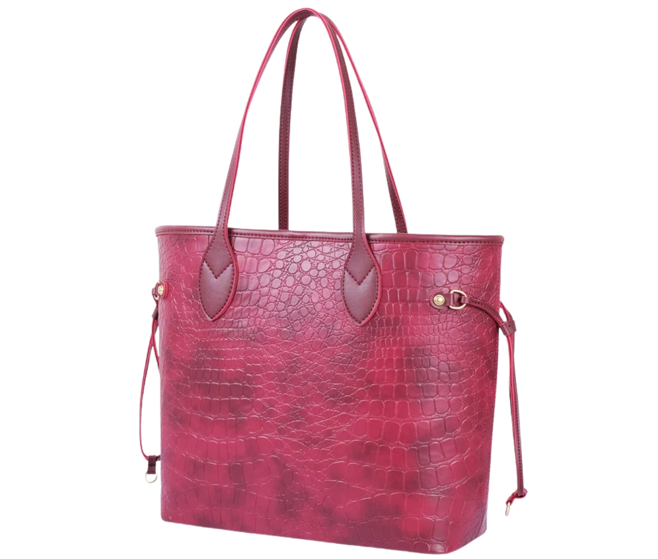 Baghaust burgundy crocodile neverfull two piece set