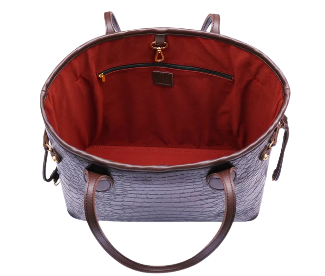 Baghaust dark brown crocodile neverfull two piece set