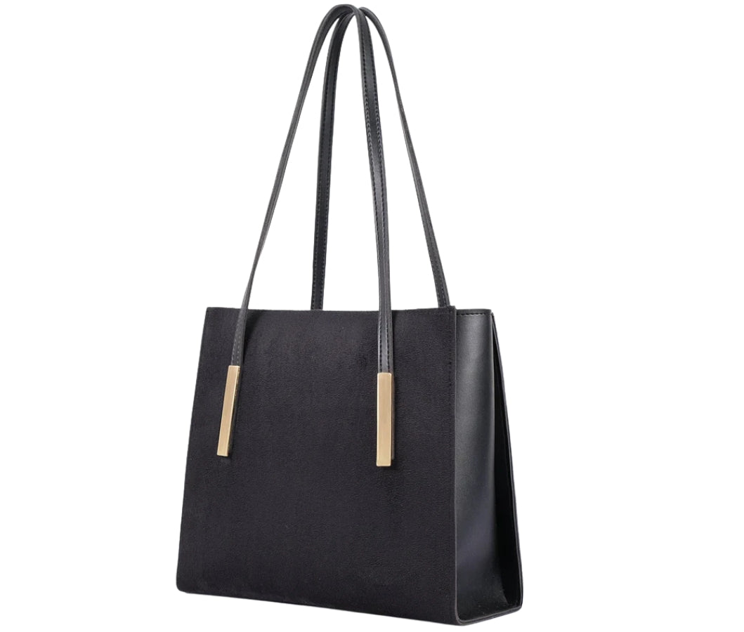 Baghaust black suede zipper shoulder bag with long handle