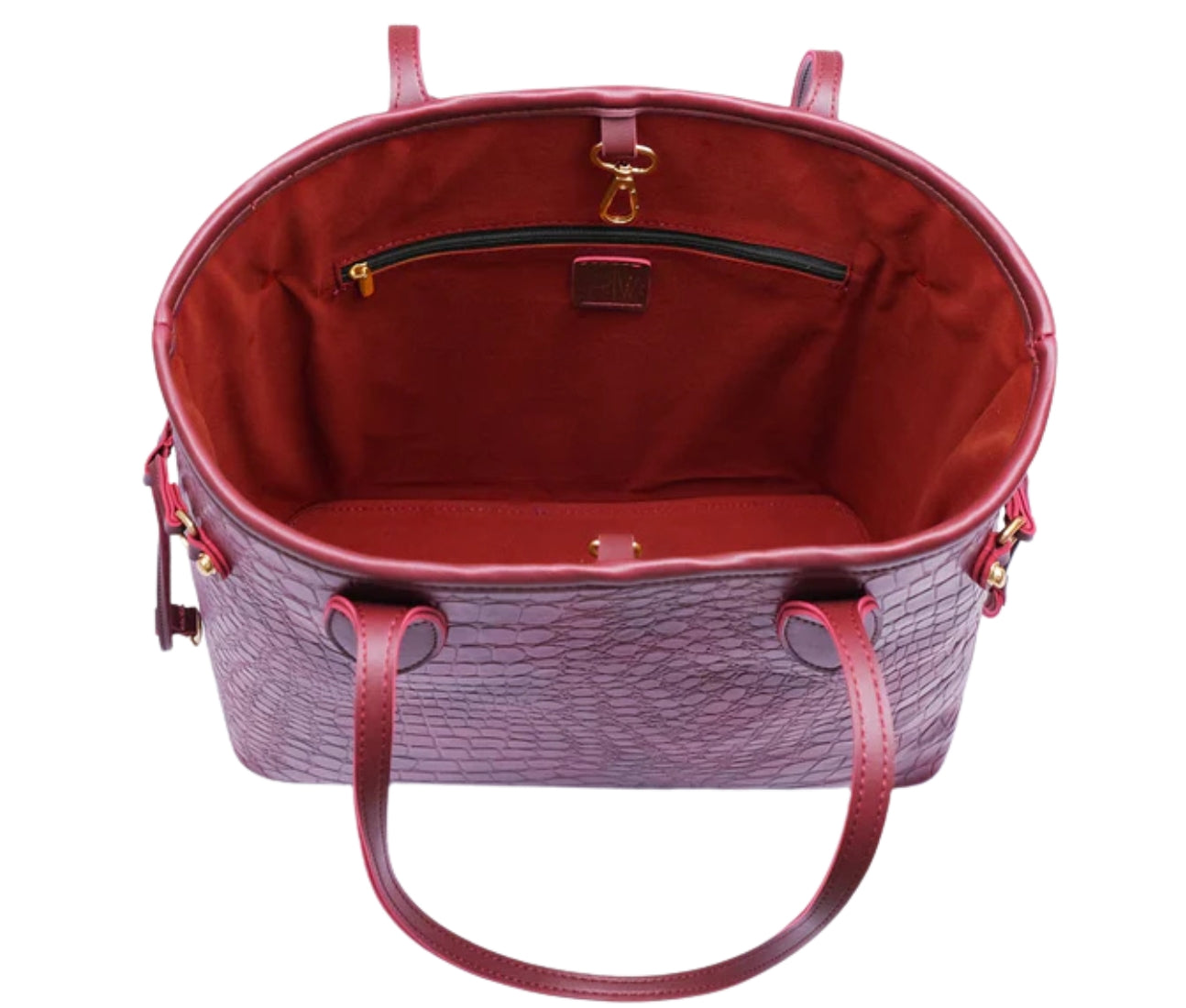 Baghaust burgundy crocodile neverfull two piece set