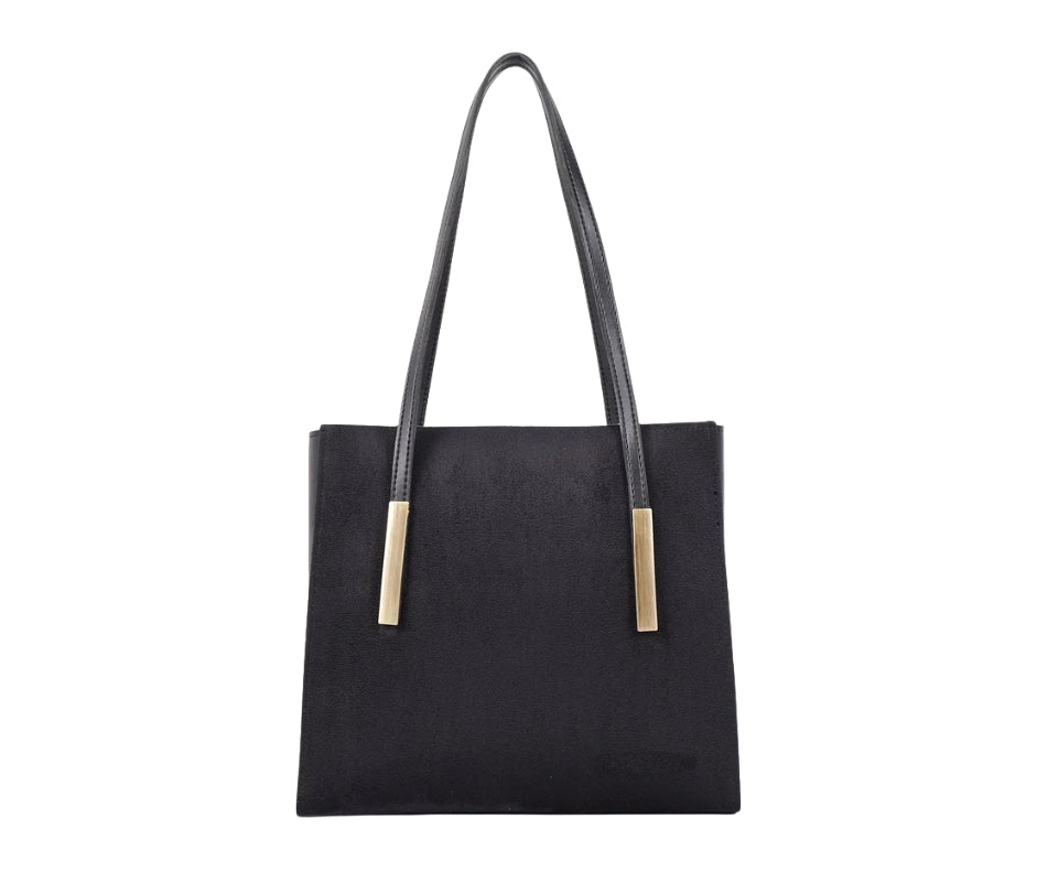 Baghaust black suede zipper shoulder bag with long handle